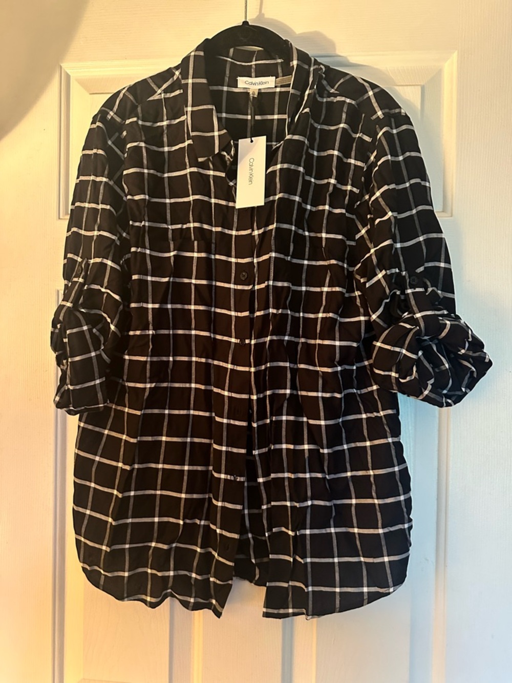 Calvin Klein Black and White Windowpane Shirt
